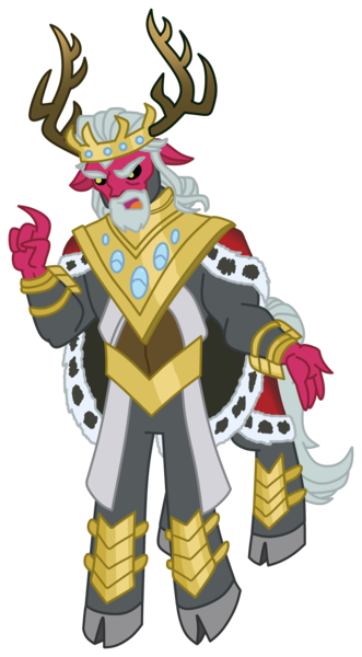 Size: 2164x3926 | Tagged: safe, artist:mlgtrap, derpibooru import, idw, king vorak, centaur, taur, antlers, armor, beard, cape, clothes, cloven hooves, facial hair, g4, golden armor, idw showified, image, jewelry, png, raised finger, simple background, solo, transparent background