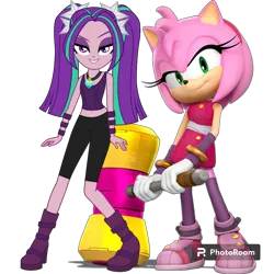 Size: 1080x1080 | Tagged: safe, artist:cutler1228, derpibooru import, aria blaze, equestria girls, equestria girls series, (sonic boom), amy rose, g4, image, png, simple background, solo, sonic the hedgehog (series), transparent background