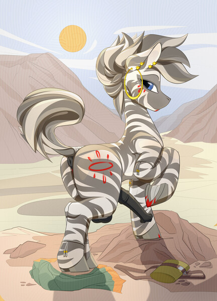 Size: 5400x7500 | Tagged: explicit, alternate version, artist:consorts-with-beasts, derpibooru import, oc, oc:saala, zebra, absurd resolution, anatomically correct, anus, balls, bedroom eyes, butt, day, derpibooru exclusive, desert, desert background, dock, ear piercing, earring, femboy, g4, gay, gold, horsecocok, image, jewelry, jpeg, looking back, male, medial ring, nature, nudity, outdoors, penis, piercing, plot, ponut, presenting, raised tail, solo, solo male, stallon, tail, textless version, vulva