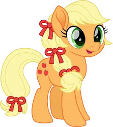 Size: 1418x1600 | Tagged: safe, artist:cloudy glow, derpibooru import, applejack, earth pony, pony, 1968, barbie, barbie hair, female, g4, image, png, ribbon, simple background, solo, transparent background