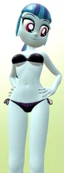 Size: 327x877 | Tagged: suggestive, artist:oatmeal!, derpibooru import, sonata dusk, human, equestria girls, 3d, belly button, bikini, clothes, gmod, hand on hip, image, looking down, png, sexy, simple background, solo, standing, swimsuit