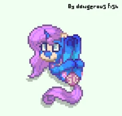 Size: 2100x1988 | Tagged: suggestive, artist:dangerous fish, derpibooru import, oc, unofficial characters only, pony, unicorn, pony town, ashes town, butt, cap, censored, cute, female, hat, horn, image, looking at you, mare, pixel art, plot, png, simple background, solo, solo female, solo focus, tail, unicorn oc, white background