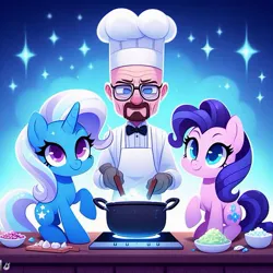 Size: 519x519 | Tagged: prompter needed, safe, ai content, derpibooru import, machine learning generated, starlight glimmer, trixie, crossover, hol up, image, jpeg, walter white
