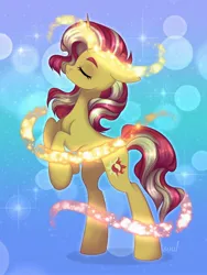 Size: 1620x2160 | Tagged: safe, artist:cursed soul, artist:cursedsooooul, derpibooru import, sunset shimmer, pony, unicorn, female, full body, image, jpeg, magic, solo, stars