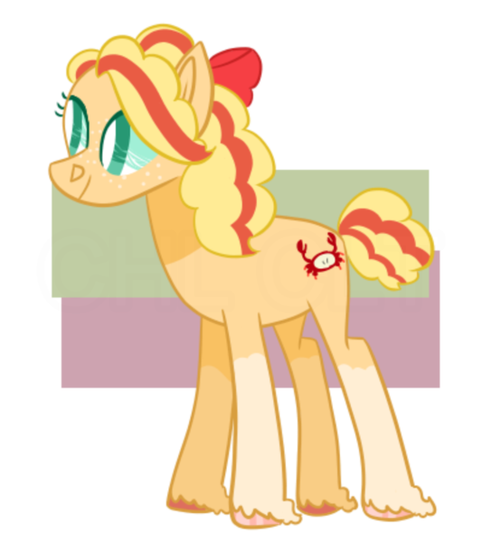 Size: 1170x1316 | Tagged: safe, artist:icelandicgirafarig, ponerpics import, ponybooru import, oc, oc:crab apple, unofficial characters only, earth pony, pony, bow, hair bow, image, offspring, parent:bright mac, parent:pear butter, parents:brightbutter, png, simple background, solo, transparent background, unshorn fetlocks