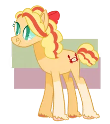 Size: 1170x1316 | Tagged: safe, artist:icelandicgirafarig, ponerpics import, ponybooru import, oc, oc:crab apple, unofficial characters only, earth pony, pony, bow, hair bow, image, offspring, parent:bright mac, parent:pear butter, parents:brightbutter, png, simple background, solo, transparent background, unshorn fetlocks