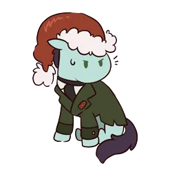 Size: 3000x3000 | Tagged: safe, derpibooru import, oc, earth pony, pony, equestria at war mod, annoyed, christmas, clothes, cute, earth pony oc, hat, holiday, image, png, santa hat, simple background, sitting, uniform, verbose maxim