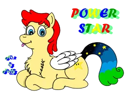 Size: 2355x1817 | Tagged: safe, artist:puffydearlysmith, derpibooru import, oc, oc:power star, pegasus, pony, chest fluff, curly tail, cute, female, image, looking at you, lying down, mare, ocbetes, pegasus oc, png, ponyloaf, prone, red mane, rule 85, simple background, smiling, smiling at you, starry tail, striped tail, super mario 64, super mario bros., tail, tongue out, transparent background, wings