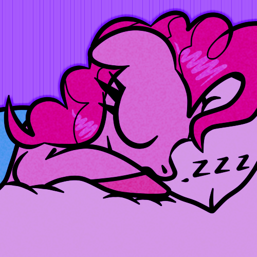 Size: 500x500 | Tagged: safe, artist:scandianon, derpibooru import, pinkie pie, earth pony, pony, bed, blanket, eyes closed, female, floppy ears, image, mare, night, onomatopoeia, pillow, png, sleeping, sound effects, zzz