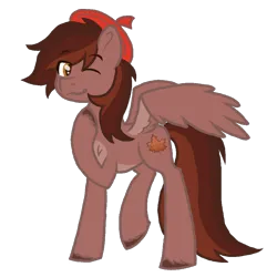 Size: 1200x1200 | Tagged: safe, artist:lindasaurie, derpibooru import, oc, oc:autumn rosewood, unofficial characters only, pegasus, pony, derpibooru community collaboration, 2024 community collab, beret, colored lineart, derpibooru exclusive, eye clipping through hair, eyebrows, eyebrows visible through hair, hat, hoof on chest, image, looking at you, male, one eye closed, pale belly, partially open wings, pegasus oc, png, simple background, smiling, solo, stallion, three quarter view, transparent background, unshorn fetlocks, wings, wink, winking at you