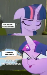 Size: 585x936 | Tagged: safe, derpibooru import, edit, twilight sparkle, twilight sparkle (alicorn), alicorn, my little pony: the movie, background pony strikes again, image, jpeg, op has a point, op has an opinion, shrek, shrek 2, the jungle book