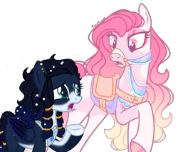 Size: 1133x966 | Tagged: safe, artist:kitschykricket, artist:pixiesimm, derpibooru import, oc, oc:horizon dawn, oc:night sky, unofficial characters only, earth pony, pegasus, pony, base used, female, image, magical lesbian spawn, mare, offspring, parent:princess celestia, parent:princess luna, parents:amira, png, simple background, transparent background