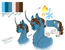 Size: 1270x985 | Tagged: safe, artist:snowberry, derpibooru import, oc, oc:cool tempo, unofficial characters only, pony, unicorn, coat markings, color palette, cutie mark, facial markings, fire, horseshoes, image, male, nudity, png, reference sheet, sheath, simple background, sketch, snip (coat marking), snow, snowflake, socks (coat marking), solo, stallion, text, white background