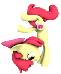 Size: 572x688 | Tagged: safe, artist:transparentjiggly64, derpibooru import, apple bloom, earth pony, pony, 3d, balancing, female, filly, foal, image, png, simple background, solo, transparent background, upside down