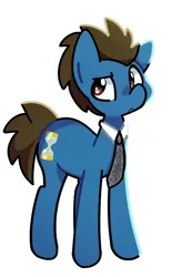 Size: 1545x2500 | Tagged: safe, artist:kindakismet, derpibooru import, doctor whooves, time turner, earth pony, pony, alternate color palette, eyebrows, fourteenth doctor, image, jpeg, necktie, raised eyebrow, simple background, solo, white background