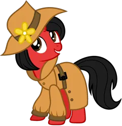 Size: 1760x1828 | Tagged: safe, artist:mickey1909, derpibooru import, oc, oc:minnie motion, pony, unicorn, clothes, detective, fedora, female, hat, image, png, simple background, solo, transparent background, trenchcoat