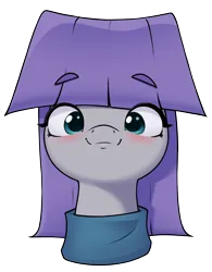 Size: 2000x2570 | Tagged: safe, artist:aquaticvibes, derpibooru import, maud pie, earth pony, pony, blushing, bust, female, high res, image, looking at you, mare, png, portrait, simple background, smiling, solo, transparent background, when she smiles