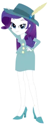 Size: 3567x9388 | Tagged: safe, artist:lobo299, derpibooru import, rarity, human, equestria girls, clothes, detective rarity, feather, fedora, female, hat, high heels, image, png, shoes, simple background, transparent background