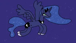 Size: 1920x1080 | Tagged: safe, artist:snowfilly, princess luna, alicorn, pony, female, flying, image, luna day, mare, night, png, solo