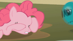 Size: 600x338 | Tagged: safe, derpibooru import, screencap, discord, pinkie pie, earth pony, pony, the return of harmony, animated, discord balloon, duo, female, gif, hypno pie, hypnosis, hypnotized, image, looking at each other, looking at someone, male, mare, scared