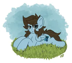 Size: 1225x1084 | Tagged: safe, artist:nyrikiri, derpibooru import, oc, oc:abris, unofficial characters only, pegasus, pony, female, grass, image, lying down, mare, png, prone, solo