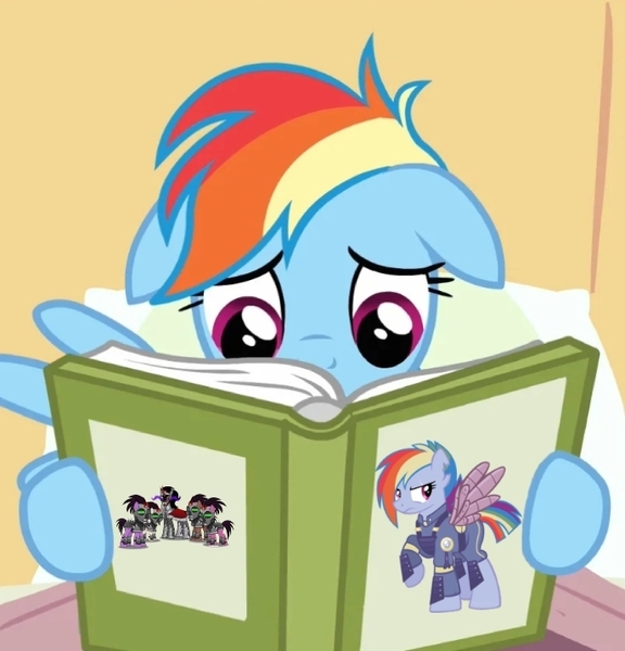 Size: 687x716 | Tagged: safe, derpibooru import, edit, edited screencap, editor:zcord, screencap, king sombra, rainbow dash, the cutie re-mark, alternate hairstyle, alternate timeline, apocalypse dash, book, clipped wings, crystal war timeline, image, jpeg, mind control, wings