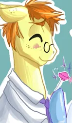 Size: 343x578 | Tagged: safe, artist:frostedminispooner, derpibooru import, oc, oc:nursery rhyme, earth pony, pony, ask nursery rhyme, candy, food, glasses, image, lollipop, male, png, solo, stallion