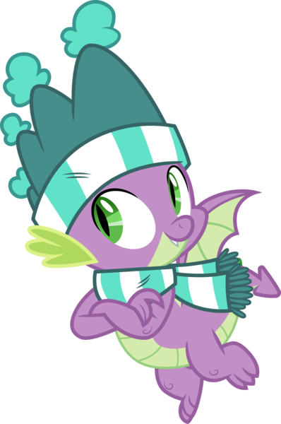 Size: 3000x4526 | Tagged: safe, artist:cloudy glow, derpibooru import, spike, dragon, best gift ever, clothes, crossed arms, hat, image, male, png, scarf, simple background, solo, transparent background, vector, winter hat, winter outfit