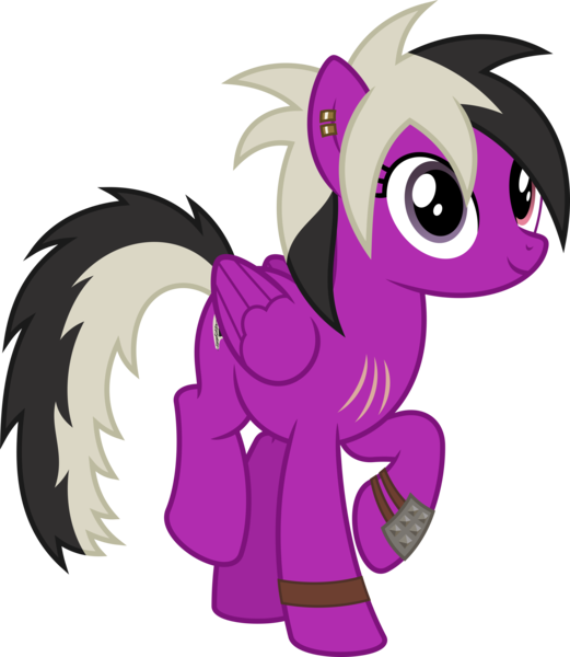 Size: 4000x4607 | Tagged: safe, artist:parclytaxel, derpibooru import, oc, oc:sassy lost, unofficial characters only, pegasus, pony, derpibooru community collaboration, fallout equestria, .svg available, 2024 community collab, absurd resolution, bracelet, ear piercing, earring, female, heterochromia, image, jewelry, looking at you, mare, piercing, png, raised hoof, scar, simple background, smiling, smiling at you, solo, spiked wristband, transparent background, vector, wristband