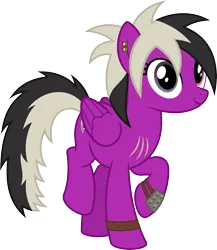 Size: 4000x4607 | Tagged: safe, artist:parclytaxel, derpibooru import, oc, oc:sassy lost, unofficial characters only, pegasus, pony, derpibooru community collaboration, fallout equestria, .svg available, 2024 community collab, absurd resolution, bracelet, ear piercing, earring, female, heterochromia, image, jewelry, looking at you, mare, piercing, png, raised hoof, scar, simple background, smiling, smiling at you, solo, spiked wristband, transparent background, vector, wristband
