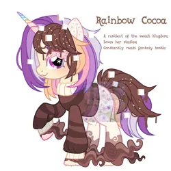 Size: 2500x2500 | Tagged: safe, artist:shineyaris, derpibooru import, ponified, candy pony, food pony, original species, pony, unicorn, chocolate, clothes, food, image, marshmallow, melting, meringue, obtrusive watermark, png, short hair, simple background, sprinkles, starry eyes, sweater, unshorn fetlocks, watermark, white background, wingding eyes