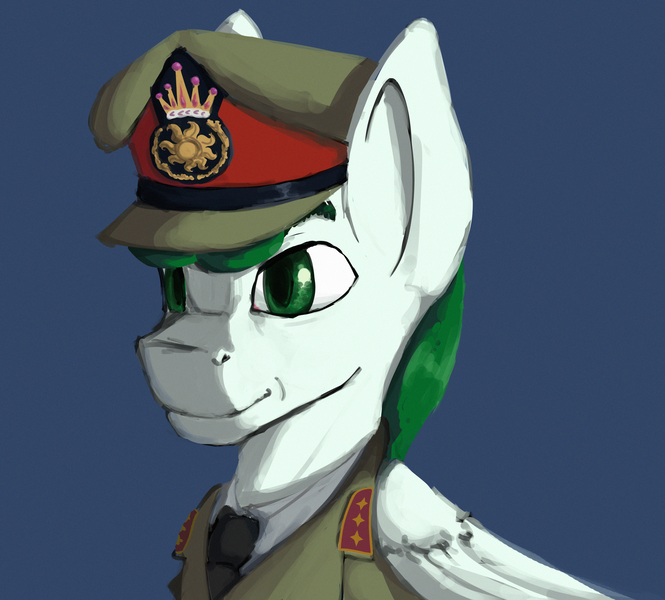 Size: 3547x3198 | Tagged: safe, artist:monx94, derpibooru import, oc, oc:mintfeather, pegasus, pony, equestria at war mod, bust, clothes, commission, image, military, military uniform, pegasus oc, png, portrait, solo, uniform, wings