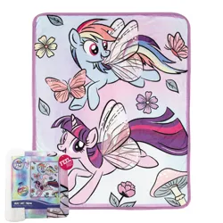 Size: 2000x2000 | Tagged: safe, derpibooru import, rainbow dash, twilight sparkle, butterfly, insect, pony, blanket, fairy wings, flying, image, merchandise, png, wings