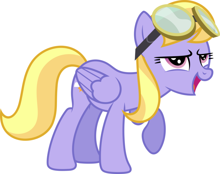 Size: 7765x6132 | Tagged: safe, artist:starryshineviolet, derpibooru import, cloud kicker, pegasus, pony, hurricane fluttershy, absurd resolution, aviator goggles, female, g4, goggles, image, mare, open mouth, png, proud, raised hoof, simple background, solo, stomping, transparent background, vector, victory