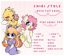 Size: 3600x3172 | Tagged: safe, artist:arwencuack, derpibooru import, anthro, pegasus, pony, advertisement, blushing, chibi, chica, chip and dale rescue rangers, commission, commission info, crossover, cupcake, disney, five nights at freddy's, food, gadget hackwrench, heart, heart eyes, image, png, wingding eyes