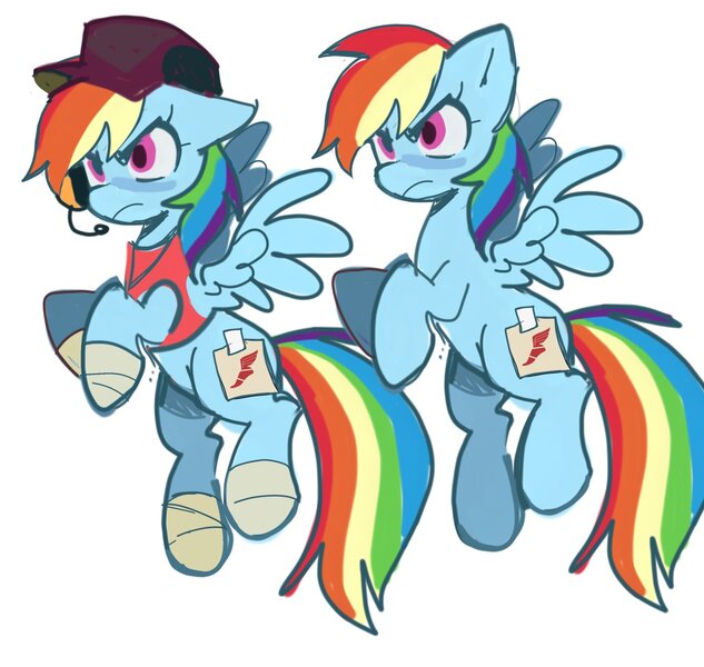 Size: 2048x1942 | Tagged: safe, artist:yen00280, derpibooru import, rainbow dash, pegasus, pony, female, image, jpeg, mare, rainbow scout, scout, simple background, solo, team fortress 2, white background