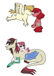 Size: 2894x4093 | Tagged: safe, artist:dexterousdecarius, derpibooru import, oc, oc:buck wings, oc:eclipse, oc:prince eclipse, oc:red anjou, oc:summersong, draconequus, hybrid, pegasus, unicorn, apple bloom's bow, bow, colored wings, couples, feathered fetlocks, hair bow, hair tie, hooves, image, interspecies offspring, jpeg, love, offspring, offspring shipping, parent:big macintosh, parent:bulk biceps, parent:discord, parent:fluttershy, parent:princess celestia, parent:sugar belle, parents:dislestia, parents:flutterbulk, parents:sugarmac, two toned wings, wings