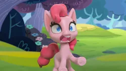 Size: 1920x1080 | Tagged: safe, derpibooru import, screencap, pinkie pie, earth pony, pony, my little pony: pony life, my little pony: stop motion short, pinkie pie vs the flowers, cute, g4, image, png, screaming