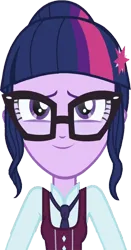 Size: 1323x2520 | Tagged: safe, derpibooru import, edit, edited screencap, editor:homersimpson1983, screencap, sci-twi, twilight sparkle, human, equestria girls, background removed, clothes, crystal prep academy uniform, female, glasses, image, not a vector, png, school uniform, smiling, solo