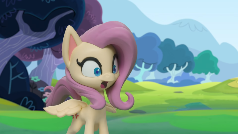 Size: 1920x1080 | Tagged: safe, derpibooru import, screencap, fluttershy, pegasus, pony, my little pony: pony life, my little pony: stop motion short, rainy day puddle play, cute, g4, image, png, shocked