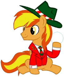 Size: 516x622 | Tagged: safe, artist:noi kincade, derpibooru import, oc, oc:firey ratchet, pegasus, pony, christmas, clothes, fedora, hat, holiday, image, male, png, simple background, snow, snowball, solo, transparent background, vest