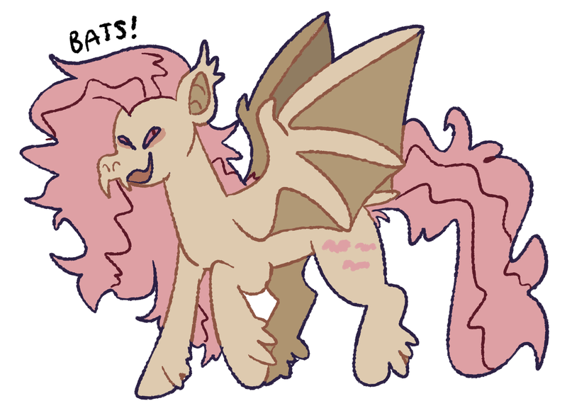 Size: 1280x932 | Tagged: safe, artist:goatpaste, derpibooru import, fluttershy, bat pony, pony, bats!, bat ponified, fangs, flutterbat, image, png, race swap, simple background, solo, white background