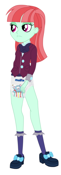 Size: 1700x4812 | Tagged: suggestive, artist:gmaplay, artist:humberto2003, derpibooru import, edit, melon mint, equestria girls, friendship games, background human, bowtie, clothes, crystal prep academy uniform, diaper, diaper edit, diaper fetish, diaper pants, fetish, image, jacket, molfix, molfix (diaper), png, pullup (diaper), school uniform, sexy, shoes, socks, wetness indicator