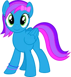 Size: 4000x4364 | Tagged: safe, artist:parclytaxel, derpibooru import, oc, oc:azure acrylic, unofficial characters only, pegasus, pony, derpibooru community collaboration, .svg available, 2024 community collab, absurd resolution, bow, bracelet, female, hair bow, image, jewelry, looking at you, mare, png, simple background, smiling, smiling at you, solo, transparent background, vector