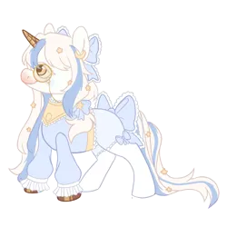 Size: 1500x1500 | Tagged: safe, artist:toshitoki, derpibooru import, oc, unofficial characters only, pony, unicorn, bow, clothes, colored hooves, glasses, hair bow, horn, image, png, shirt, simple background, smiling, socks, solo, stockings, tail, tail bow, thigh highs, transparent background, unicorn oc