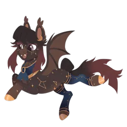 Size: 2000x2000 | Tagged: safe, artist:toshitoki, derpibooru import, oc, oc:astral bites, unofficial characters only, bat pony, pony, bat pony oc, bat wings, clothes, colored hooves, fangs, female, flying, image, leggings, mare, open mouth, open smile, png, simple background, smiling, solo, spread wings, tail, transparent background, wings