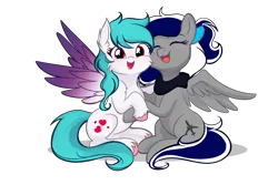 Size: 3000x2000 | Tagged: safe, artist:cottonheart05, derpibooru import, oc, oc:cotton heart, unofficial characters only, pegasus, pony, derpibooru community collaboration, 2024 community collab, female, hug, image, mare, pegasus oc, png, simple background, spread wings, transparent background, wings