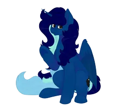 Size: 3380x3000 | Tagged: safe, artist:calibykitty, derpibooru import, oc, oc:midnight specter, alicorn, pony, derpibooru community collaboration, 2024 community collab, image, looking at you, multicolored hair, png, simple background, sitting, solo, transparent background, waving