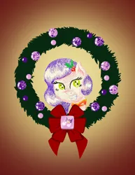 Size: 2550x3300 | Tagged: safe, artist:flutterluv, derpibooru import, part of a set, pipp petals, pegasus, pony, g5, bust, christmas, christmas wreath, gradient background, holiday, image, jpeg, portrait, solo, wreath