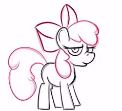 Size: 528x480 | Tagged: safe, artist:cutiecarbon, derpibooru import, screencap, apple bloom, scootaloo, sweetie belle, earth pony, pony, animated, cutie mark crusaders, female, filly, foal, image, no sound, simple background, sketch, solo, test, webm, white background, wip